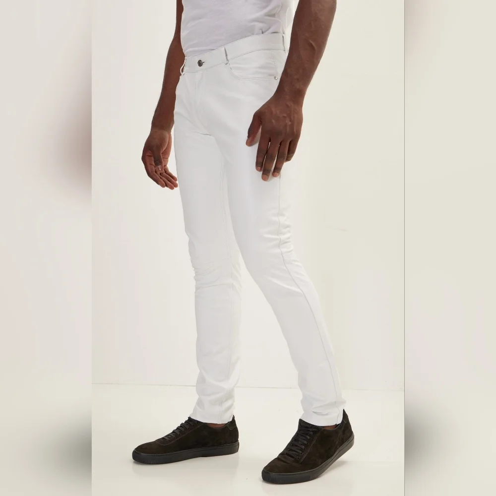 Ron Tomson Waist 30" White leather pants - Picture 2 of 12